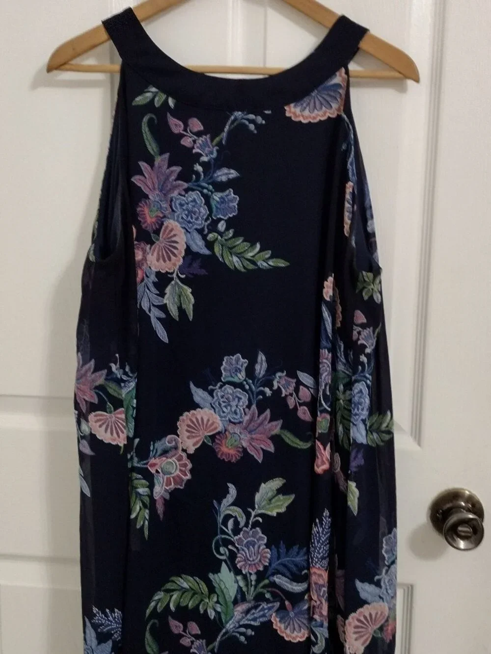Sami & Jo Plus Floral Sleeveless Dress Women’s 2X Navy Sheer Overlay Boho - Picture 2 of 8